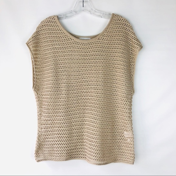 NY&C beige open knit minimalistic boho tank top - Picture 2 of 9
